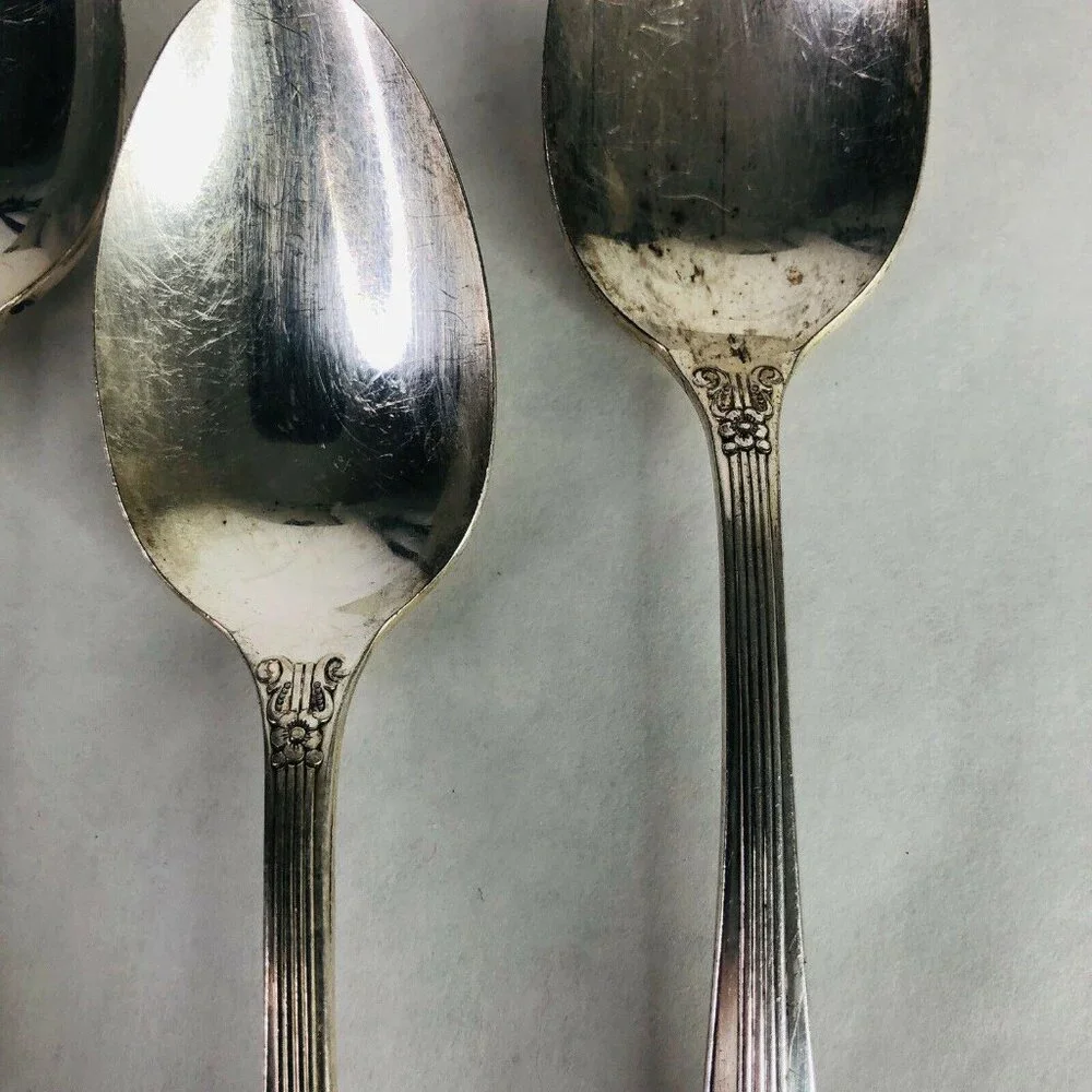 5‎ Teaspoons Wm A Rogers Oneida Sectional Lido Pattern Spoon Silverplate VTG Lot